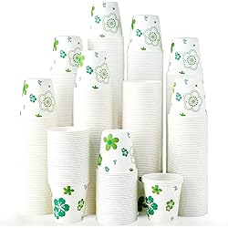 300 Pack] Paper Cups, 3oz Disposable Bathroom Cups, Mouthwash Cups, Cold Disposable Drinking Cup for Party, Picnic, BBQ, Travel, and Event, Green Floral