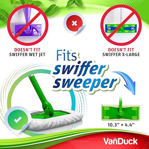 VanDuck Reusable 100% Cotton Mop Pads Compatible with Swiffer Sweeper Mops 2-Pack Washable Mop Pads for Wet & Dry Use Mop is Not Included