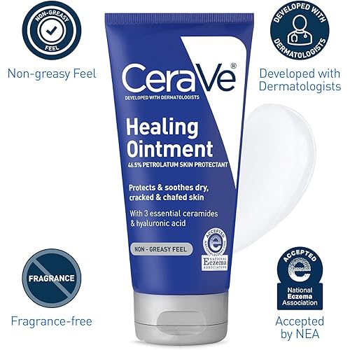 CeraVe Healing Ointment | Moisturizing Petrolatum Skin Protectant for Dry Skin with Hyaluronic Acid and Ceramides | Lanolin Free & Fragrance Free | 5 Ounce