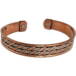 Best Gift! American Ayurveda Copper Bracelet for Men Women Arthritis Joint Pain Two Powerful Magnets Effective Natural Pain Relief Grounding Mental Agility Golf Adjustable Cuff