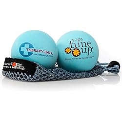 Yoga Tune Up® Therapy Balls in Tote by Tune Up Fitness - Massage Balls for Trigger Point, Pressure Point & Myofascial Release - Use as Single or Peanut Ball for Pain Relief & Relaxation Aqua Blue