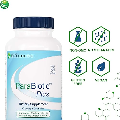Nutra BioGenesis - ParaBiotic Plus - Organic Neem, Wormwood and Black Walnut for Intestinal Microbiome and Immune System Support - Gluten Free, Vegan, Non-GMO - 90 Capsules