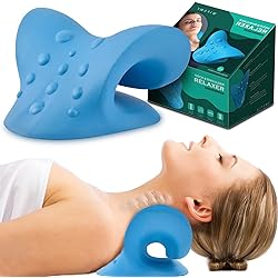 Neck and Shoulder Relaxer, Cervical Neck Traction Device for TMJ Pain Relief and Cervical Spine Alignment , Neck Pillows for Pain Relief Sleeping, Chiropractic Pillow with Massage Point for Muscle Relax
