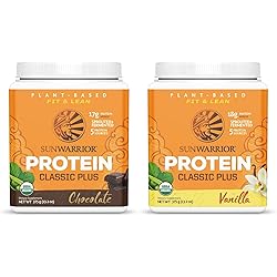 Sunwarrior Classic Plus Organic Vegan Protein Powder with BCAAs and Pea Protein Vanilla & Chocolate 30 Servings