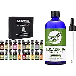Eucalyptus Essential Oil by Lagunamoon, Huge 5 fl. oz Lagunamoon Premium Essential Oils Set, 20 Pcs Pure Natural Aromatherapy Oils