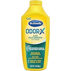 Dr. Scholl's Odor-x Sweat Absorbing Foot Powder, 7 Ounce Pack of 1