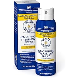 Doctor Butler's Hemorrhoid Spray - Hemorrhoid Treatment and Medicated Cleansing Solution with Witch Hazel and Aloe Vera to Help with Pain Relief, Itch Relief and Swelling 3oz Spray Bottle