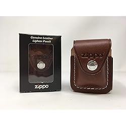 Zippo Lighter Gift Set w Brown Leather Pouch LPGS-LPCB