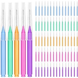 EasyHonor Braces Brush ,Interdental Brush Toothpick, Dental Tooth Flossing Head, Oral Dental Hygiene Flosser ,Toothpick Cleaners, Tooth Cleaning Tools5Colors,75pcs