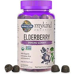 Garden of Life mykind Organics Elderberry Gummies for Adults & Kids - Immune Support Supplement with Organic Fruit, Herbal Blend, Elderberry, Echinacea, Zinc, Vitamin C, 120 Vegan Gluten Free Gummies