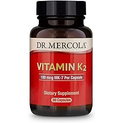Dr. Mercola, Vitamin K2 Dietary Dietary Supplement, 90 Servings 90 Capsules, Supports Bone and Cardivascular Health, Non GMO, Soy Free, Gluten Free