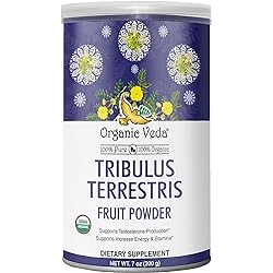Organic Veda Tribulus Terrestris Powder - USDA Certified, Non-GMO Organic Testosterone Booster Powder, 100% Pure High Potency Tribulus Fruit for Strength and Stamina –7 Ounce