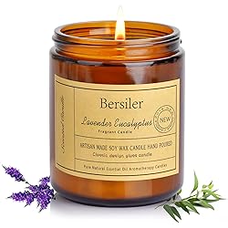 Bersiler Jar Aromatherapy Candles, Scented Candle for Home 7 OZ Lavender Eucalyptus Stress Relief and Relax Gift for WomenMen Fall Natural Soy Clearance