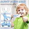 4 Pcs Kids U Shaped Toothbrushes Age 2-6 and 6-12 Toddler with Car Shaped Handle Full Mouth Toothbrush 360 Kids Toothbrush Soft Baby Round Toothbrush for Oral Teeth Thorough Cleaning, Blue and Pink