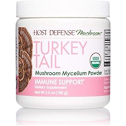 Host Defense, Turkey Tail Mushroom Powder, Supports Immune Health, Mushroom Supplement, 3.5 oz, Plain