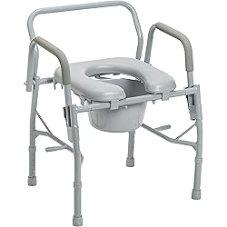 Drive Medical 11125PKSD-1 Commode Chair for Toilet with Padded Seat and Arms, Gray