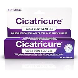 Cicatricure Face & Body Scar Gel, Reduces the Appearance of Old & New Scars, Stretch Marks, Surgery, Injuries, Burns and Acne, 1 Oz Pack of 1