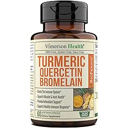 Turmeric Curcumin Quercetin with Bromelain and BioPerine Supplement - Balance and Support for Immune System and Inflammation. Occasional Joint Discomfort Relief. 60 Vegan Capsules for Adults