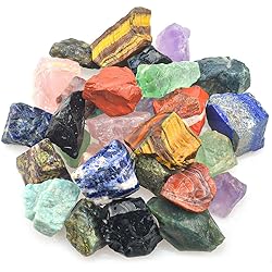 FORBY 3 lbs Bulk Rough Madagascar Stones Mix - Large 1 Natural Raw Stones Crystal for Tumbling, Cabbing, Fountain Rocks, Decoration,Polishing, Wire Wrapping, Wicca & Reiki Crystal Healing