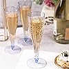 100 Pack Plastic Champagne Flutes Disposable 4.5 Oz Blue Glitter Plastic Champagne Glasses Perfect for Wedding and Shower Party