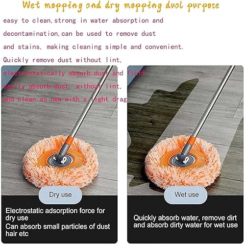 360° Rotatable Adjustable Cleaning Mop, with 3 Microfiber Mop Head Replacement, Spin Mop for Floor Ceiling Wall Car Window, Wet and Dry