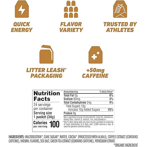 CLIF SHOT - Energy Gels - Mocha- Non-GMO - Non-Caffienated - Fast Carbs for Energy - High Performance & Endurance - Fast Fuel for Cycling and Running 1.2 Ounce Packet, 48 Count