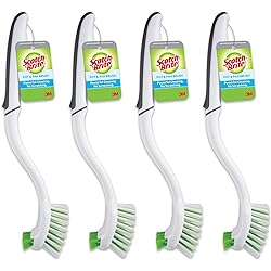 Scotch-Brite Pot and Pan Brush, Dish Brush for Cleaning Kitchen and Household, Dish Brushes Safe for Cookware and More, 4 Dish Brushes
