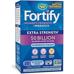 Nature’s Way Fortify Women’s 50 Billion Daily Probiotic Supplement, 10 Probiotic Strains, Digestive Health, Immune Support, Women’s Health, Non-GMO, No Refrigeration Required, 30 Capsules