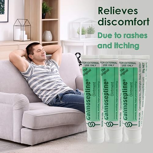 Calmoseptine Ointment. Soothing Menthol Relief for Skin Irritations. 20 gram Travel Size Tube, 3 Pack