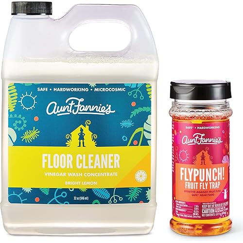 Aunt Fannie's Bundle: Floor Cleaner Vinegar Wash, Bright Lemon FlyPunch Fruit Fly Trap
