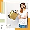 12 Pack Metallic Gift Bags Party Favor Bags Paper Shopping Bags with Handles Bulk and 12 Sheets Gift Tissue Paper Wrapping Paper for Birthdays, Wedding, Party Favors, 9 x 8 x 4 InchGold