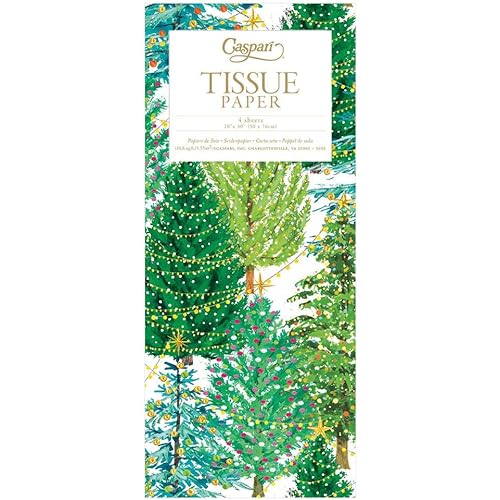 Caspari Christmas Trees with Lights Tissue Paper - 4 Sheets Included