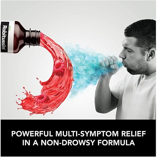 Robitussin Adult Maximum Strength Severe Multi-Symptom Cough 4 fl. oz. Bottle, Cold Flu CF Max, Non-Drowsy, Raspberry Mint Flavor