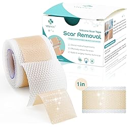 Medical Grade Soft Silicone Tape for Scar Removal 1'' X 70'' Scar Treatment, 1 Roll 180cm with 5cm Crease Silicone Scar Sheets, Keloid Bump Removal Easy to Tear Without Scissors