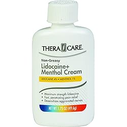 Thera Care Maximum Strength Lidocaine Menthol Cream Pain Relief | Numbs Away Pain | Fast-Acting | Non-Greasy | 1.75 Oz