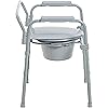 Drive Medical Steel Bedside Commode Chair, Grey