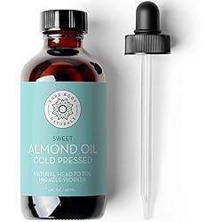 Sweet Almond Oil, 4 fl oz - Cold Pressed and 100% Pure - for Hair, Skin, Nails, Therapeutic Massage, Carrier Oil - by Pure Body Naturals