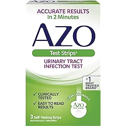 AZO Urinary Tract Infection UTI Test Strips, Accurate Results in 2 Minutes, Clinically Tested, Easy to Read Results, Clean Grip Handle, #1 Most Trusted Brand, 3 Count