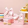 36 Pcs Thank You Gift Bag Party Favor Candy Bags Pure Pink Paper Gift Boxes Mini Paper Gift Bags with Pink Bow Ribbon Decor for Wedding, Bridal Baby Shower, Party Favor 4.53 x 1.77 x 3.94 Inches