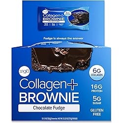 321glo Collagen Protein Brownie, Low Sugar Keto Friendly Gluten Free Treats for Women, Men, and Kids 12-Pack, Chocolate Fudge