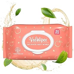 VeeFresh VeeWipes ACV 30pcs - Apple Cider Vinegar Infused Wipes for Sensitive Vees- pH Balanced, Alcohol Free & Hypoallergenic Feminine Wipes for Women - Female Wipes for Maximum Hygiene