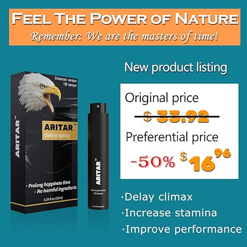 Aritar Desensitizing Delay Spray for Men's Clinically Proven to Helo You Last Longer in Bed,Better Maximized Sensation 136 Sprays Prolong Climax for Him