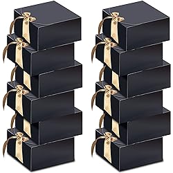 HUAPRINT Gift Boxes with Lids,Black Gift Boxes 8x8x4inches,Bridesmaid Proposal Box,12 Sets,Kraft Paper Gift Boxes for Wedding,Packaging,Present,Birthday,Cupcake Boxes,Crafting