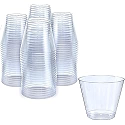 Small Clear Plastic Cups | 5 oz. 100 Pack | Hard Disposable Cups | Plastic Wine Cups | Plastic Cocktail Glasses | Plastic Drinking Cups | Plastic Party Punch Cups | Bulk Wedding Plastic Tumblers