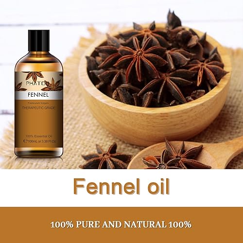 PHATOIL 3.38Fl.Oz Fennel Essential Oil, for Aromatherapy Diffusers, Humidifiers, Skin Care, Massage, Great for DIY Candle and Soap Making, Gift for Friend
