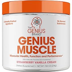 Genius Muscle Builder – Best Natural Anabolic Growth Optimizer for Men & Women | True Weight Gainer Supplement for Steel Physique | Vitamin D w HMB & PeakO2 Natural Mushrooms