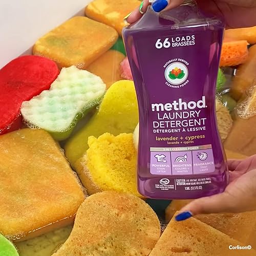 Method Liquid Laundry Detergent, Hypoallergenic Biodegradable Formula, Plant-Based Stain Remover, Lavender Cypress Scent, 1.5 Liter Bottle, 1 Pack 66 Total Loads, Packaging May Vary