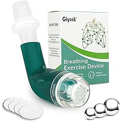 Breathing Exercise Device for Lungs, Mucus Removal Device for Breathing Problems, Portable Expiratory Breathing Exerciser with A Set of Accessories, Breathing Trainer for Lung CleanseGreen