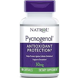 Natrol Pycnogenol Capsules, Antioxidant Protection, Protects Against Cellular Oxidation and Age-Related Damage, European Maritime Pine Bark Extract, Supports Circulation, 50 mg, 60 Count