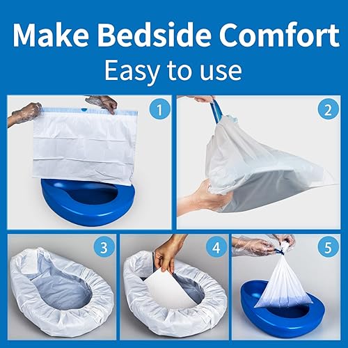 Bedpan Set with 30 Super Absorbent Pads and Disposable Liners, Bed Pans for Elderly Females Women and Men Comfortable, Thick PP Extra Large Heavy Duty by MINIVON